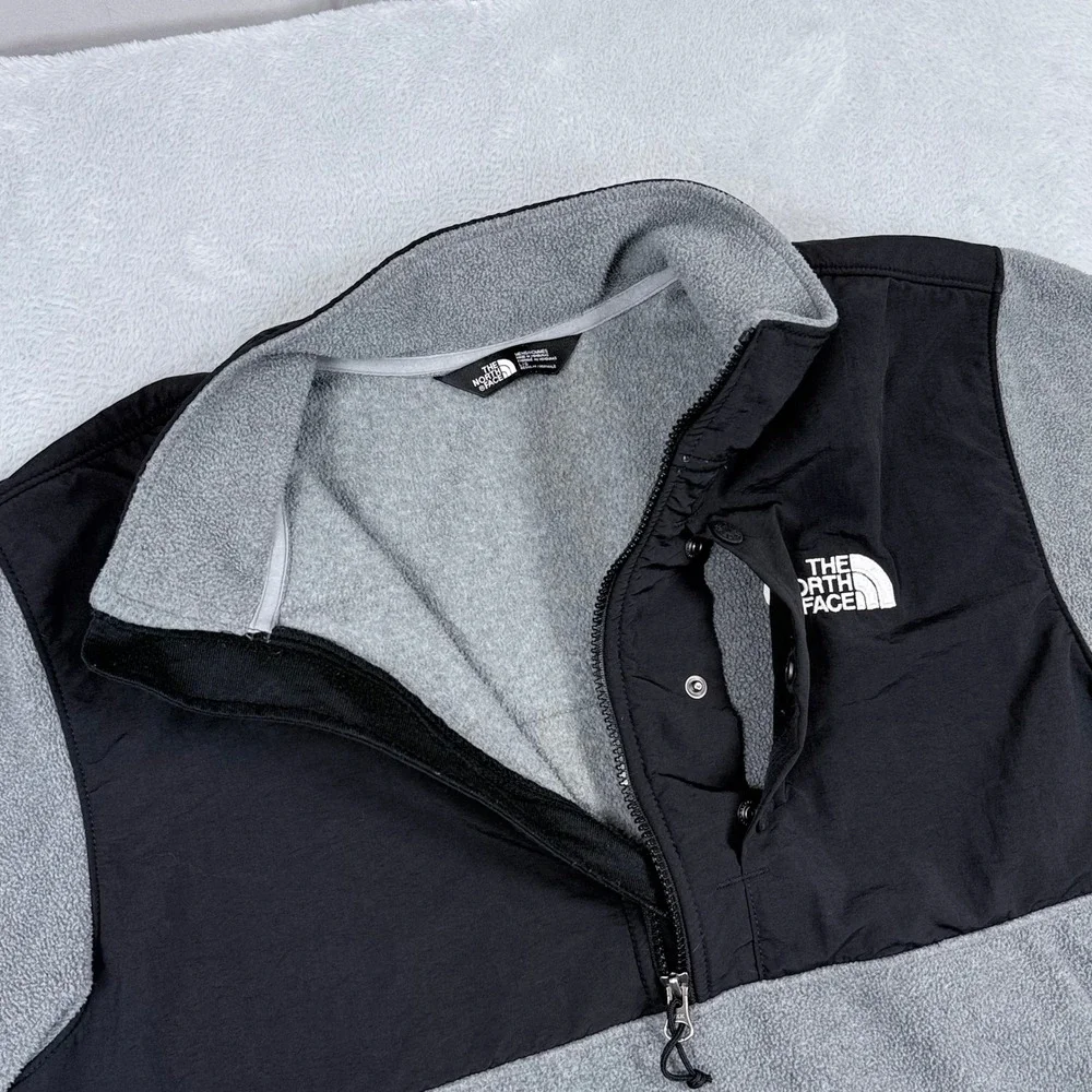 The North Face 200 Tundra Fleece Pullover Mens Large Grey Black 1/2 Zip Denali